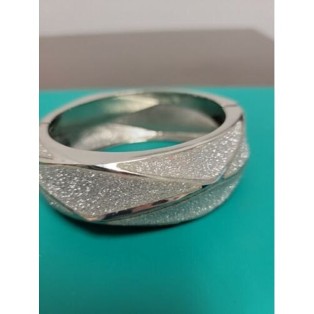 Silvertone Silver Glitter Statement Clamper Brace… - image 4